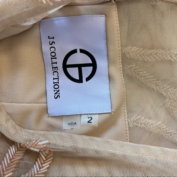 JS Collections VIOLET T-Length DRESS in Champagne Rose Size 2 - Picture 12 of 13